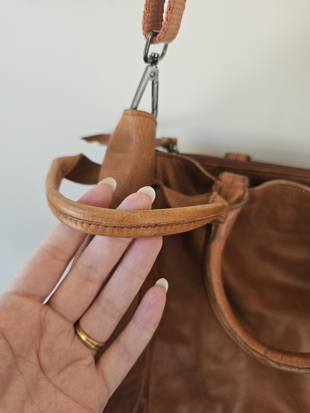 Free People Leslie Leather Tote In Cognac - Picture 7 of 11
